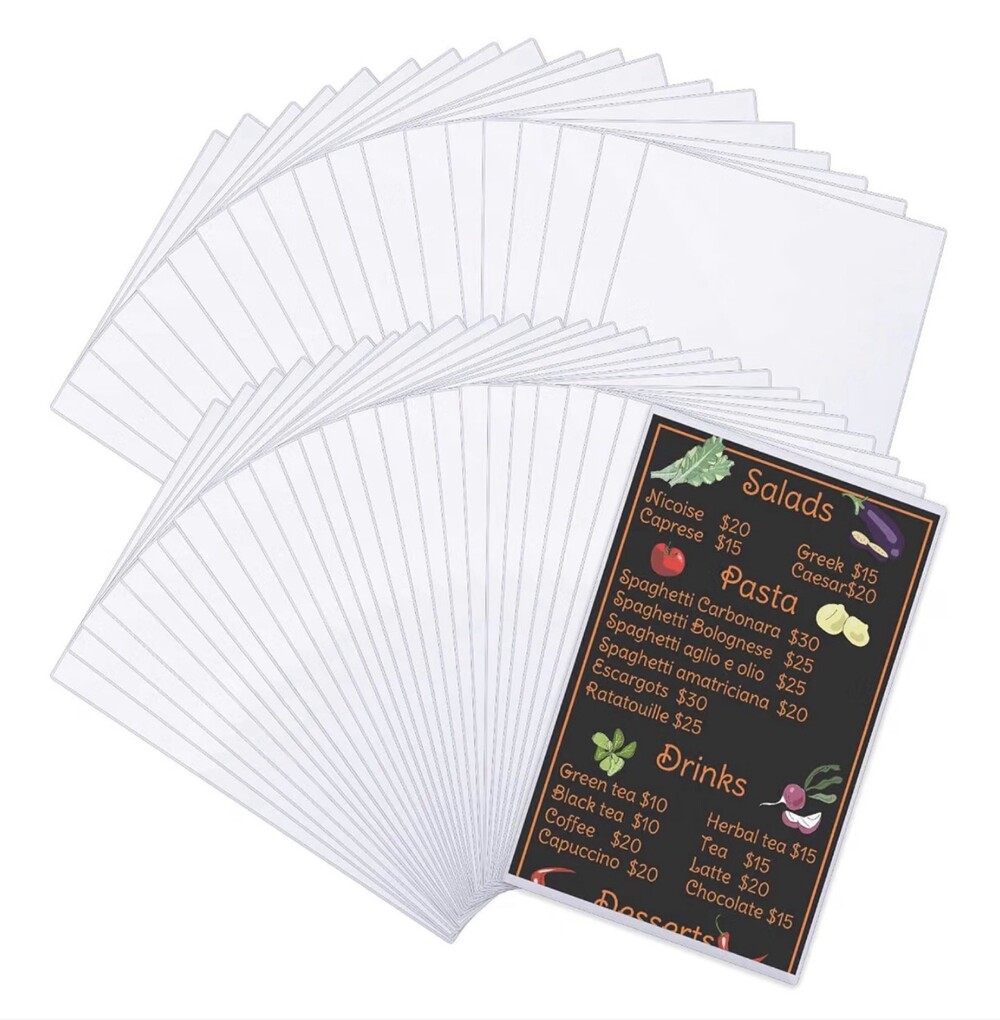 45 Pcs Clear Plastic Menu Covers 8.5 x 14 Rigid Legal Size Protectors